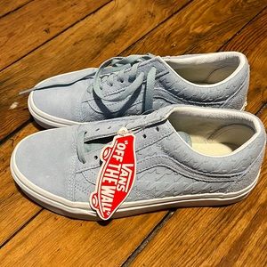 Baby Blue Houndstooth Emboss Old Skool Vans size 6.5